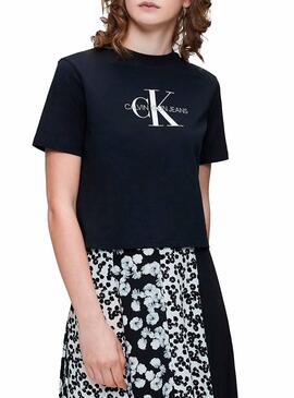 T-Shirt Calvin Klein Monogram Black Femme