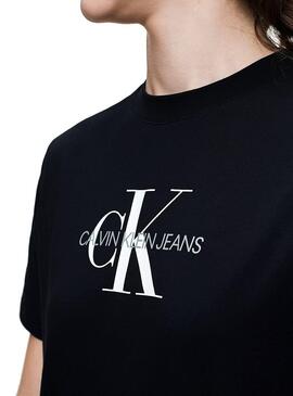 T-Shirt Calvin Klein Monogram Black Femme