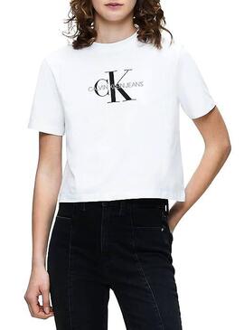 T-Shirt Calvin Klein Monogram Blanc Femme