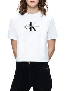 T-Shirt Calvin Klein Monogram Blanc Femme