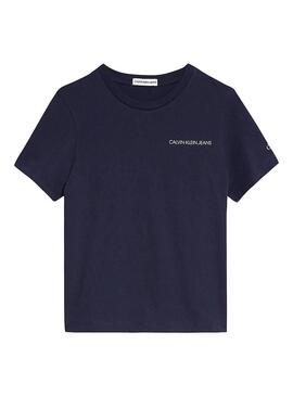 T-Shirt Calvin Klein Chest Logo Marin pour Garçon
