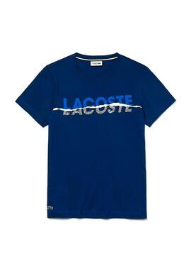 T-Shirt Lacoste Fissure Bleu Homme