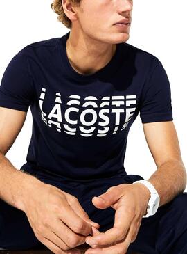 T-Shirt Lacoste Multiple Logo Bleu Marine Homme