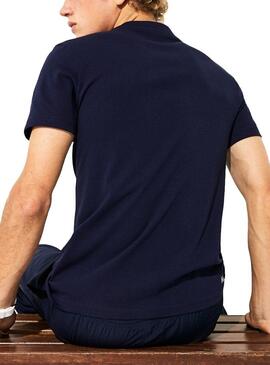 T-Shirt Lacoste Multiple Logo Bleu Marine Homme