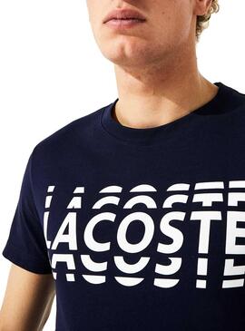 T-Shirt Lacoste Multiple Logo Bleu Marine Homme