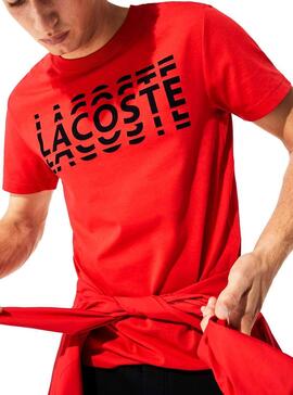 T-Shirt Lacoste Multiple Logo rouge Homme