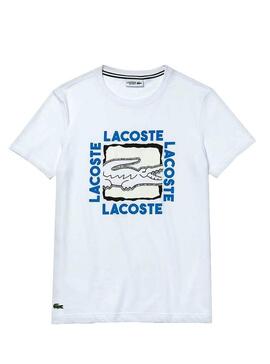 T-Shirt Lacoste Logo 3D Blanc Homme