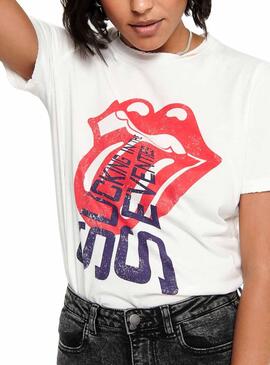 T-Shirt Only Rolling Stones Blanc Femme