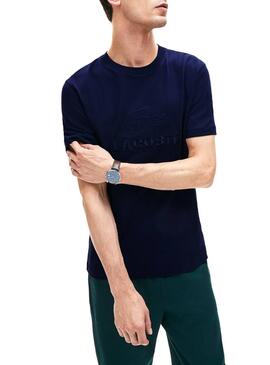 T-Shirt Lacoste Brodé Bleu Homme