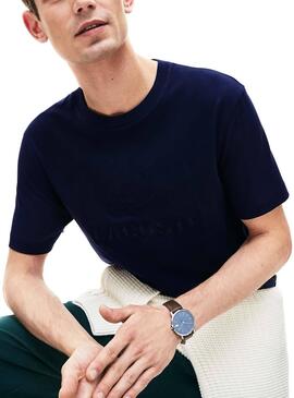 T-Shirt Lacoste Brodé Bleu Homme