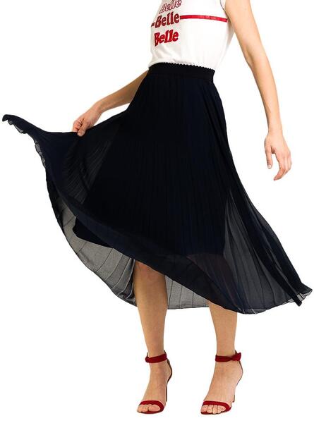 Jupe Naf Naf Pliss Marine Pour Femme