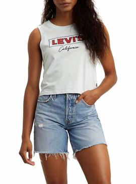 T-Shirt Levis Graphic Crop Bleu Claro Femme