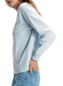 Sweat Levis Relaxed Crew Bleu Femme