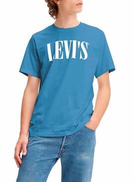T-Shirt Levis Serif Relaxed Bleu Homme