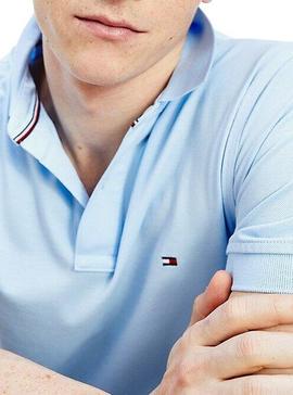 Polo Tommy Hilfiger Basico Celeste Para Hombre