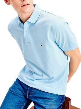 Polo Tommy Hilfiger Basico Celeste Para Hombre