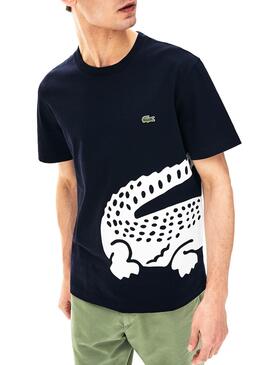 T-Shirt Lacoste Crocodile Oversized Marine Homme