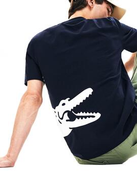 T-Shirt Lacoste Crocodile Oversized Marine Homme