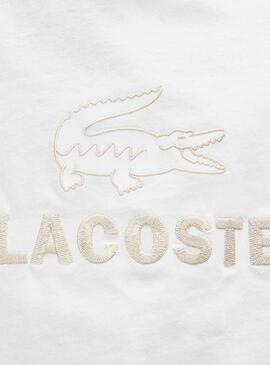 T-Shirt Lacoste Embroidery Blanc Pour Homme