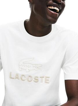 T-Shirt Lacoste Embroidery Blanc Pour Homme