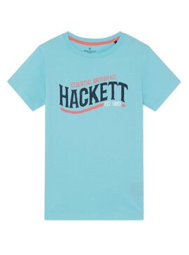 T-Shirt Hackett Logo Retro Blue Pour Garçons