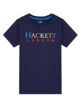 T-Shirt Hackett Multicolore Lettres Marin Garçon