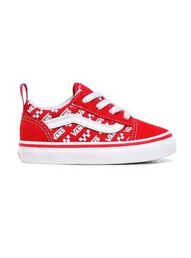Baskets Vans TD Old Skool Rouge Garçon et Fille
