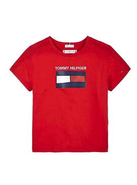 T-Shirt Tommy Hilfiger Fun Rouge pour fille