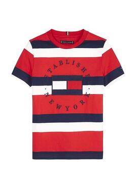 T-Shirt Tommy Hilfiger Stripes Rouge pour garçon