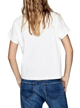 T-Shirt Pepe Jeans Poppy Blanc pour Femme