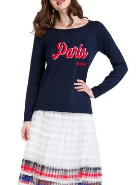 Pull Naf Naf Paris Bleu Marin pour Femme