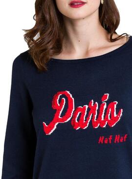 Pull Naf Naf Paris Bleu Marin pour Femme