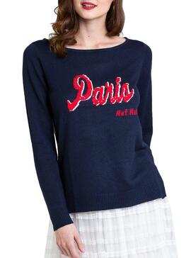 Pull Naf Naf Paris Bleu Marin pour Femme