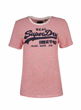 T-Shirt Vintage Logo Stripe Rouge Femme