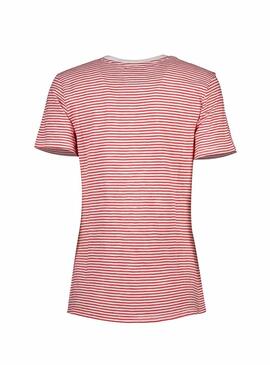 T-Shirt Vintage Logo Stripe Rouge Femme