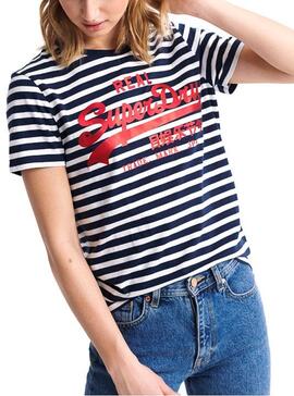 T-Shirt Superdry Vintage Logo Satin Stripe Femme
