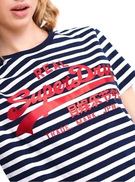 T-Shirt Superdry Vintage Logo Satin Stripe Femme