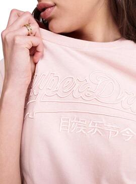 T-Shirt Superdry Vintage Logo Outline Rose Femme
