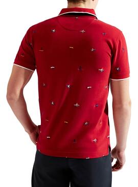 Polo Hackett Pattern Rouge pour homme