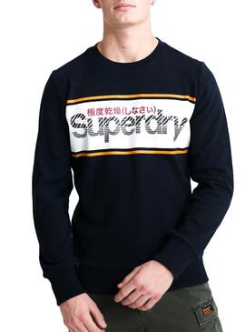 Sweat Superdry Core Logo Stripe Bleu Homme