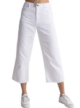 Jeans Superdry Wide Leg Blanc Femme