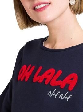 Sweat Naf Naf Oh La La Bleu Marin Femme