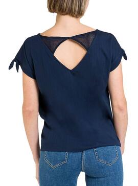 T-Shirt Naf Naf Adore Bleu Marin pour femme