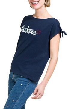 T-Shirt Naf Naf Adore Bleu Marin pour femme