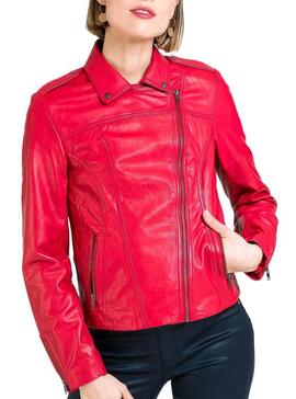 Veste Naf Naf Cuir Rouge pour femme