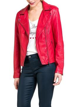 Veste Naf Naf Cuir Rouge pour femme