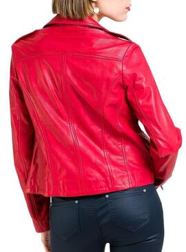 Veste Naf Naf Cuir Rouge pour femme