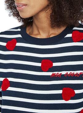 Sweat Naf Naf listes et coeurs pour les femme