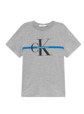 T-Shirt Calvin Klein Monogram Gris pour Garçon