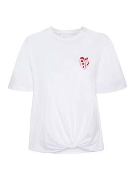 T-Shirt Pepe Jeans Fleur Blanc pour Femme